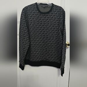 Michael Kors MK Logo Gray and Black Crewneck Sweater